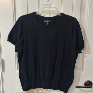 Land ‘s End cotton short sleeve sweater. Size Large/Petite   Black